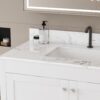 43" Bathroom Vanity With Artificial Marble Carrara Top Set, Multi Functional Cabinet With Doors And Drawer - White - Image 10