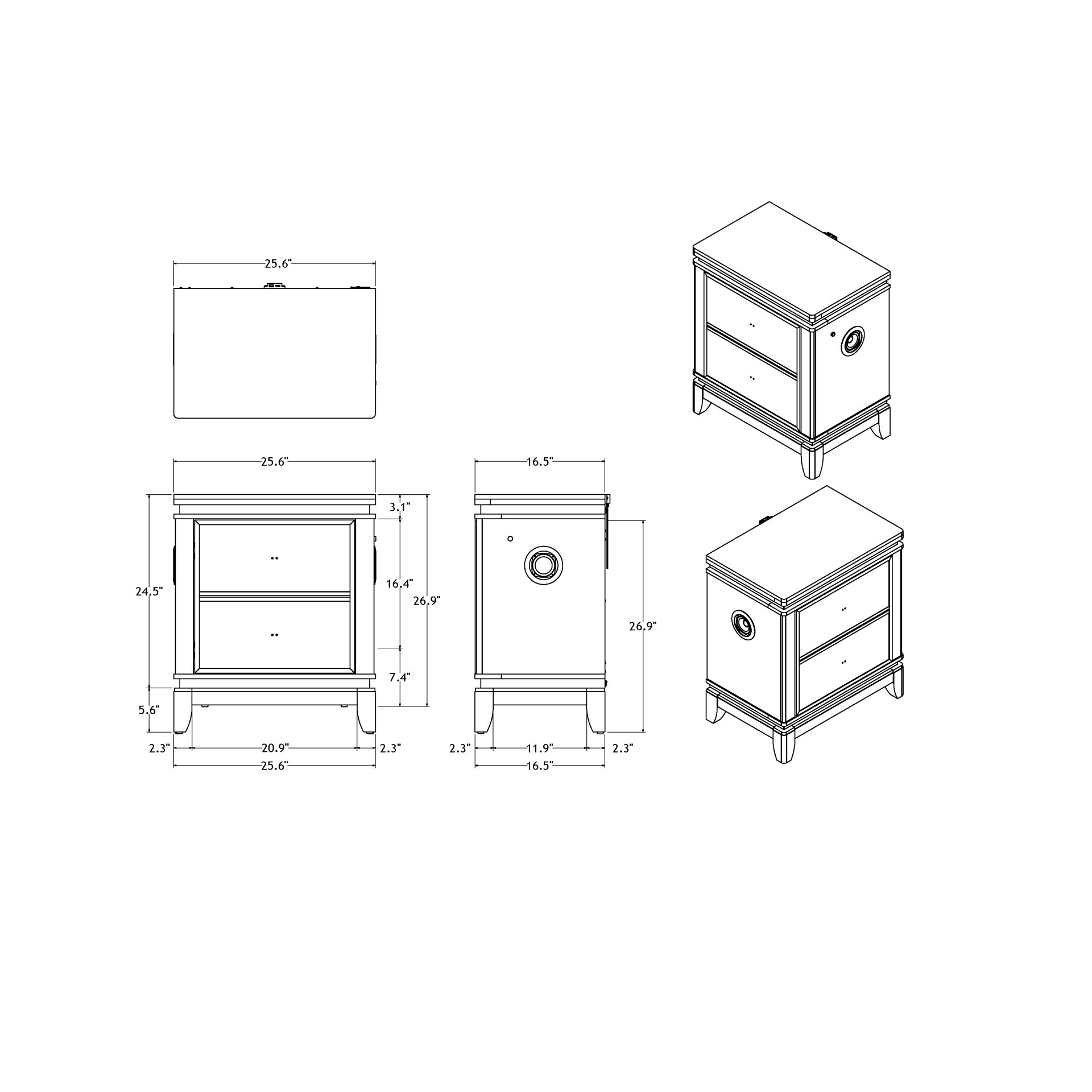 Adalid - Nightstand With Cooler, USB And Speaker - White - Image 3