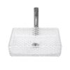 Rectangle Vessel Sink With Diamond Texture With Pop Up Drain (No Faucet) - White - Image 7