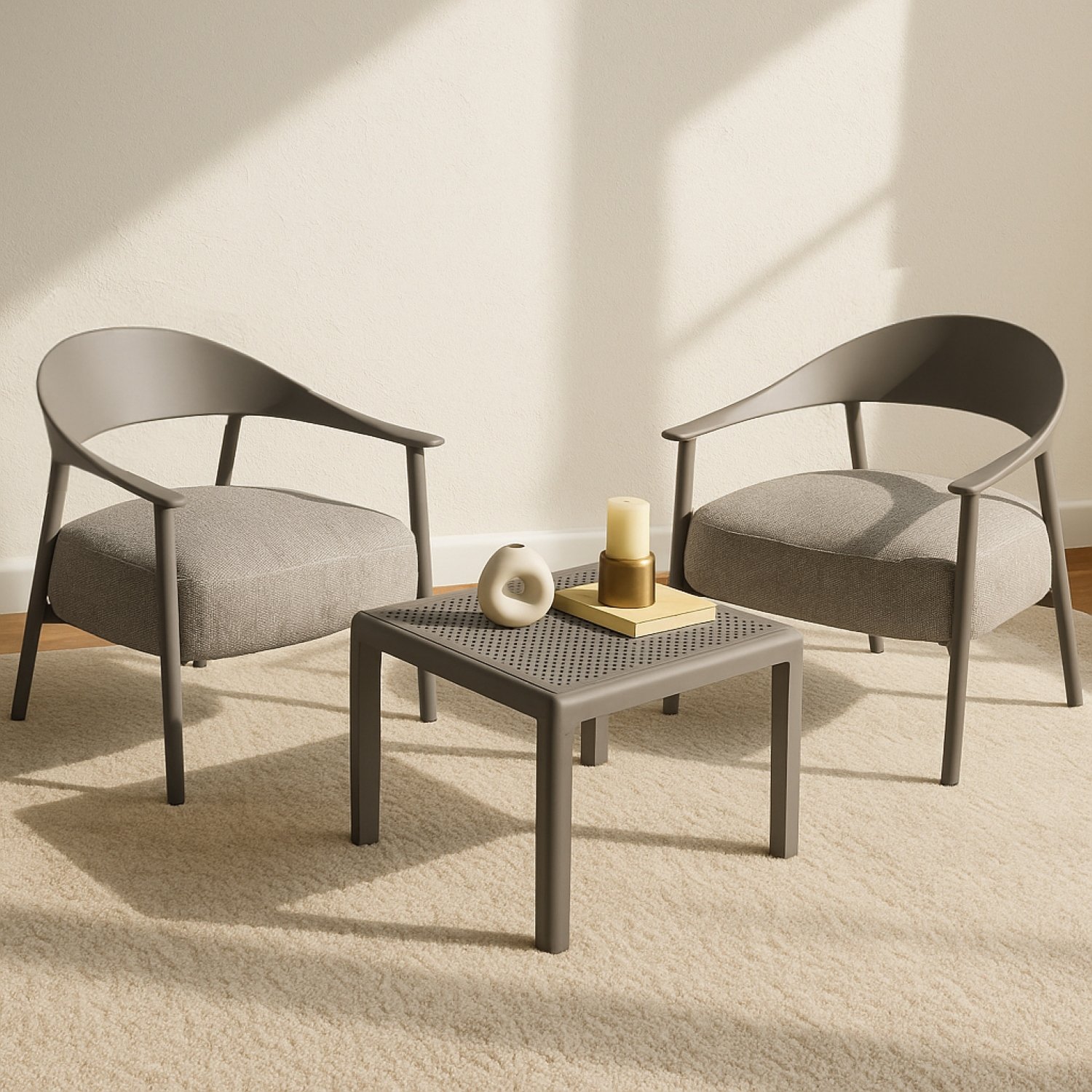 Furniture Set With Seat Cushions, Sturdy And Durable - Apricot Brown - Image 5