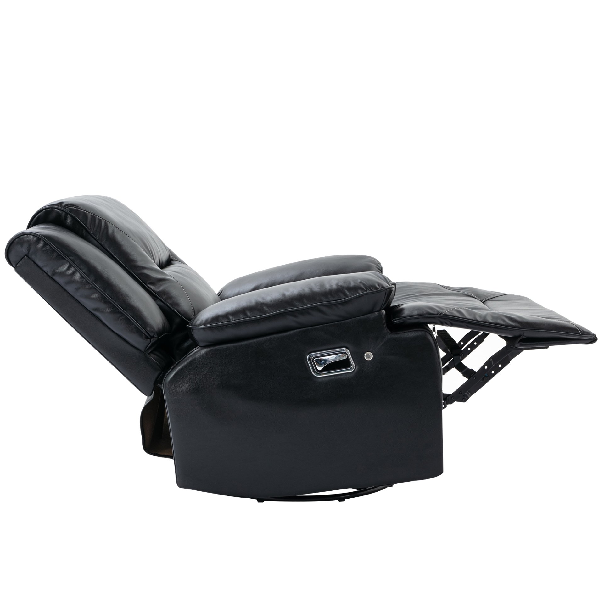 360° Swivel And Rocking Home Theater Recliner Manual Recliner Chair With A Led Light Strip For Living Room - Black - Image 17