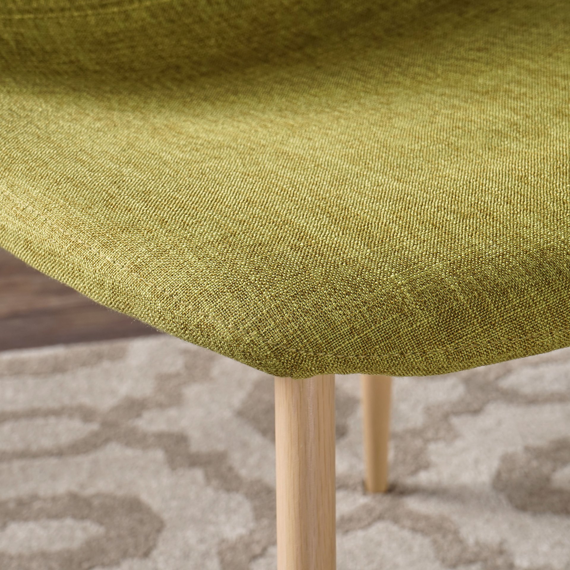 Contemporary Dining Chair Set With Upholstered Fabric And Iron Legs - Green / Light Brown - Image 6