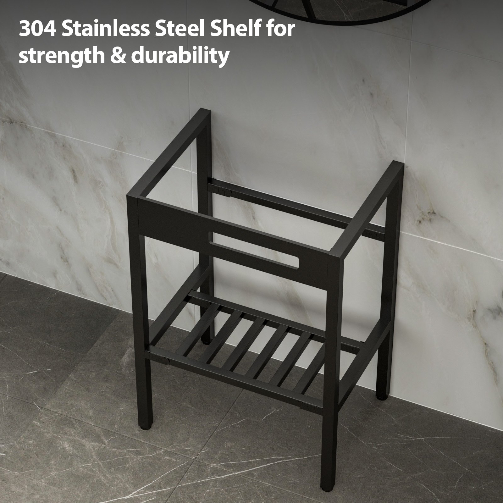 Console Sink With 304 Legs, 24" X 16.75", Wall Mounted Design - White / Black - Image 6