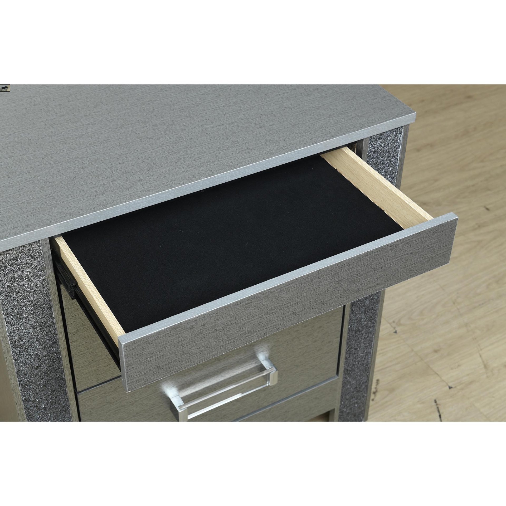 Lorenzo - Nightstand With Hidden Compartment And Handles - Silver - Image 6