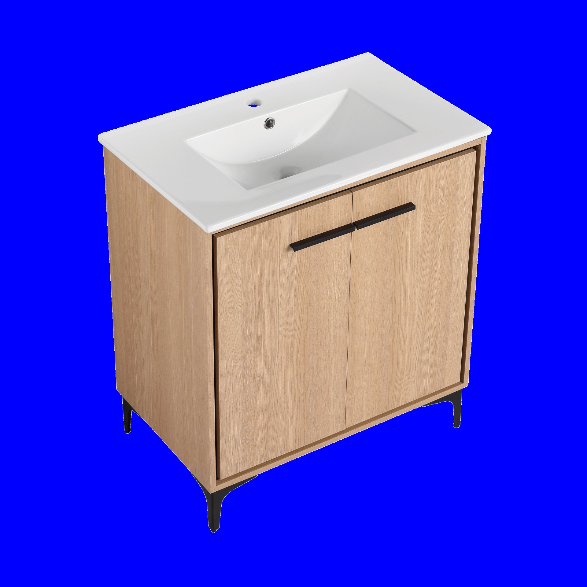 30" Bathroom Vanity Base With Basin And Storage Cabinet - Oak - Image 11