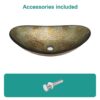 Vessel Sink With Chrome Pop Up Drain, Boat Shape Bathroom Sink Above Counter - Gold - Image 5