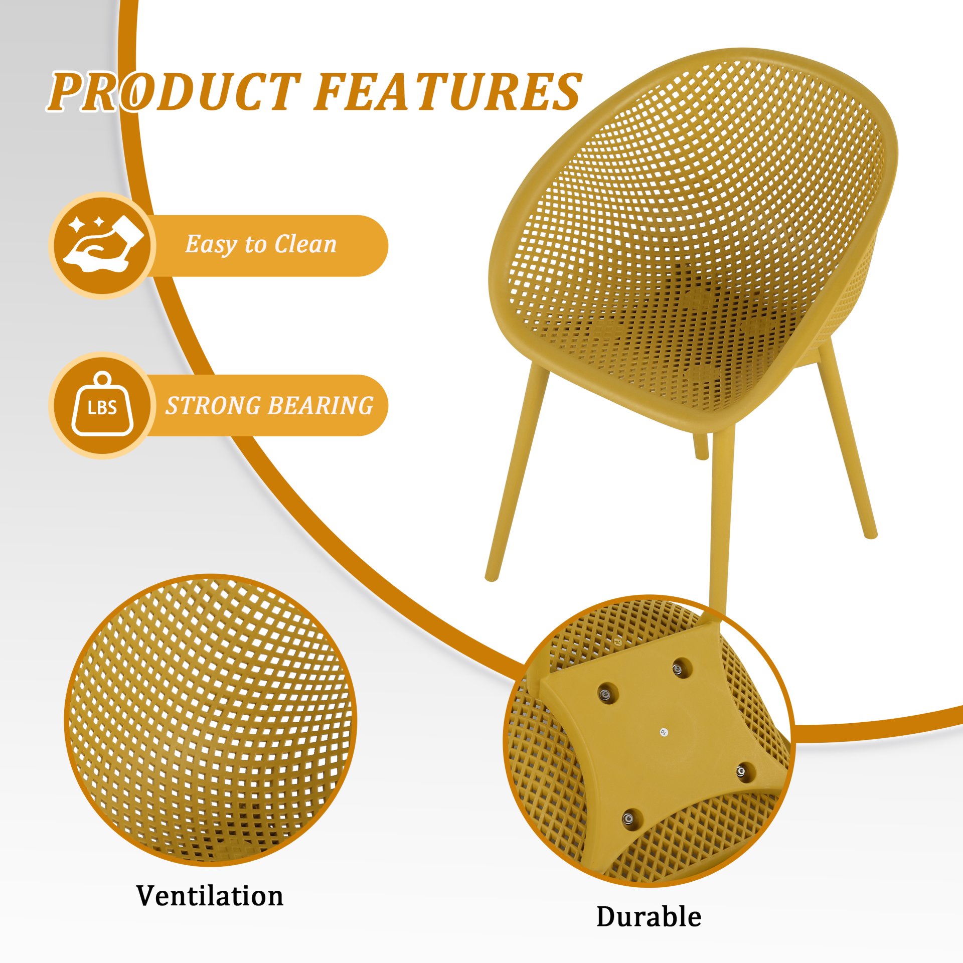 2 Lounge Chair Set With Round Table - Earthy Yellow / White - Image 12
