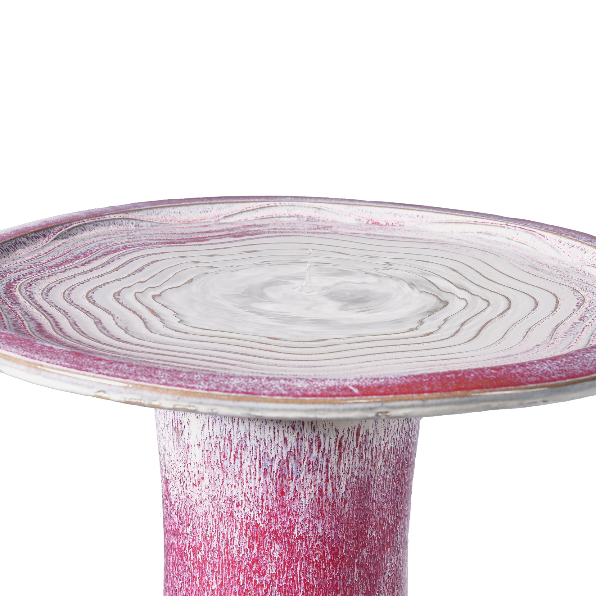 Birdbath For Patio, Garden - White / Pink - Image 11