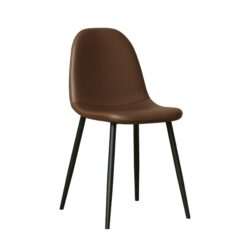 Modern Style Dining Chairs (Set of 4) With Saddle Cushioned Seats Metal Legs - Brown
