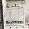 37" Bathroom Vanity With Artificial Marble Carrara Top, Multi Functional Cabinet With Doors And Drawer - White - Image 2