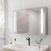 Bathroom Medicine Cabinet With Lights, LED Medicine Cabinet With Mirror, Double Door Lighted Medicine Cabinet With Defogger, Dimmer, Surface Mount - Silver - Image 9
