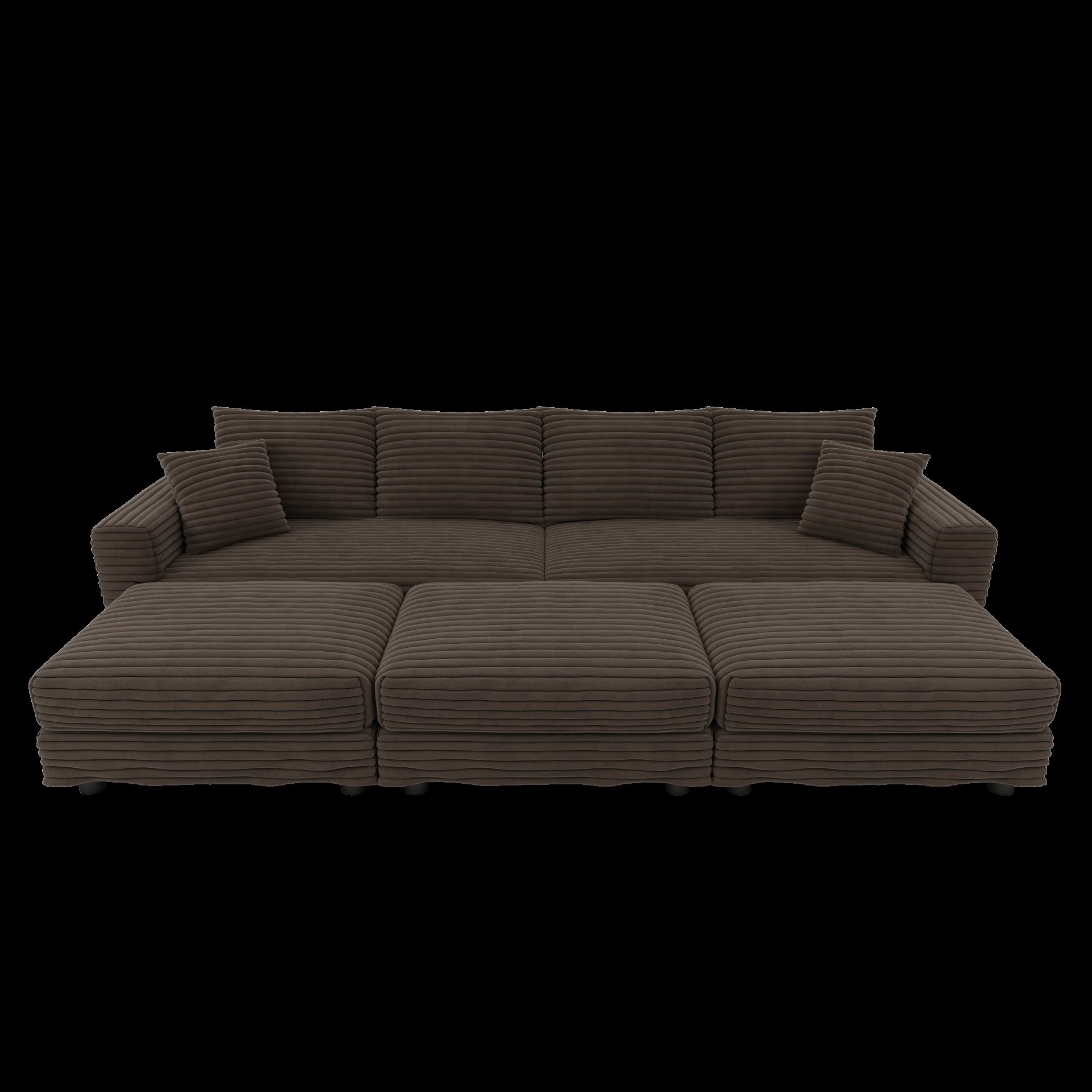 4 Seat Sofa, Deep Seat Couches With Soft Pillows And 3 Ottomans, Convertible Sofa Lounge Chair, For Living Room - Camel - Image 14