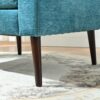 Accent Chair, Boucle Chair, Barrel Chair, Fabric Armchair Club Chair, Upholstered Arm Chair With Solid Wood Legs, Waist Pillow, Padded Single Chair For Living Room / Bedroom / Study / Waiting Room - Teal - Image 13