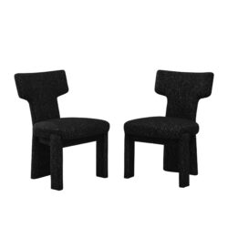 Dining Armless Curved Back Accent Chairs For Dining Room (Set of 2) - Black / Gray