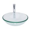 Vessel Sink With Chrome Faucet And Pop Up Drain - Clear - Image 15