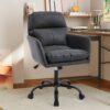 Adjustable Office Chair, Ergonomic Swivel Chair Leather, Comfortable For Long Sitting, Versatile Home And Office Use - Black - Image 4