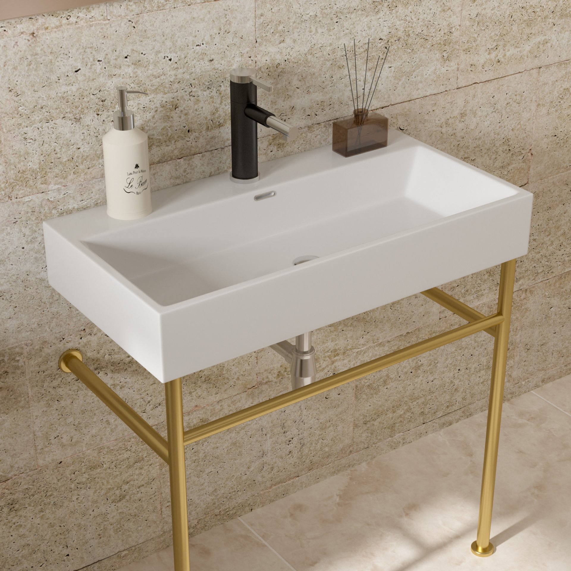 Ceramic Console Sink Basin With Legs 30" Bathroom Console Sink With Overflow - White - Image 5