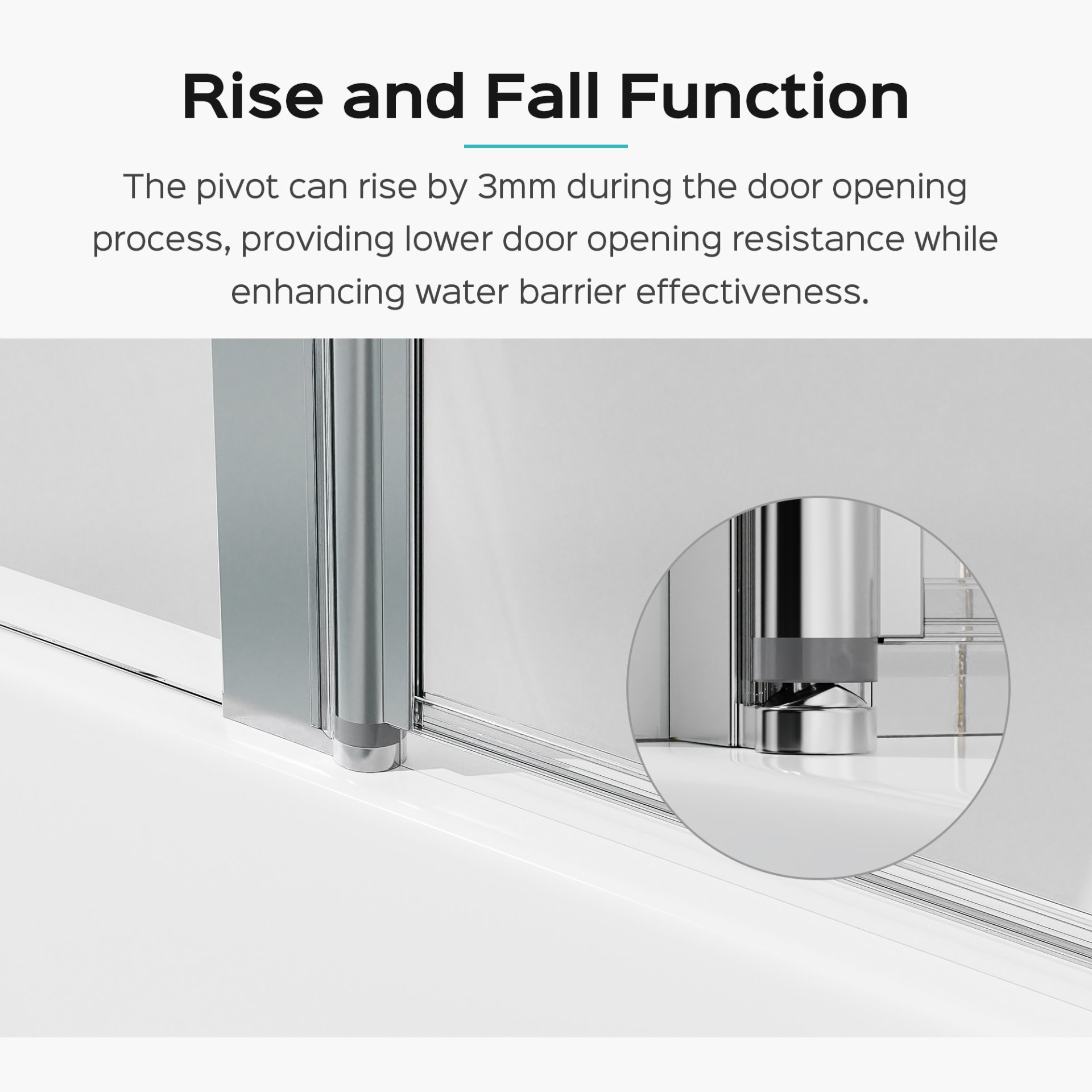 Frameless Folding Shower Doors For Bathtub With Pivot Tub Glass Door - Chrome - Image 5