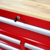 9 Drawer Multifunctional Steel Tool Cart With Wheels And Wooden Top - Red - Image 9