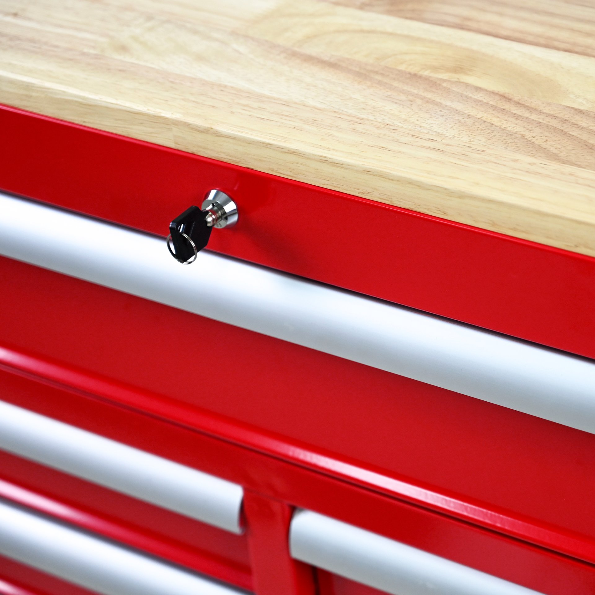 9 Drawer Multifunctional Steel Tool Cart With Wheels And Wooden Top - Red - Image 9