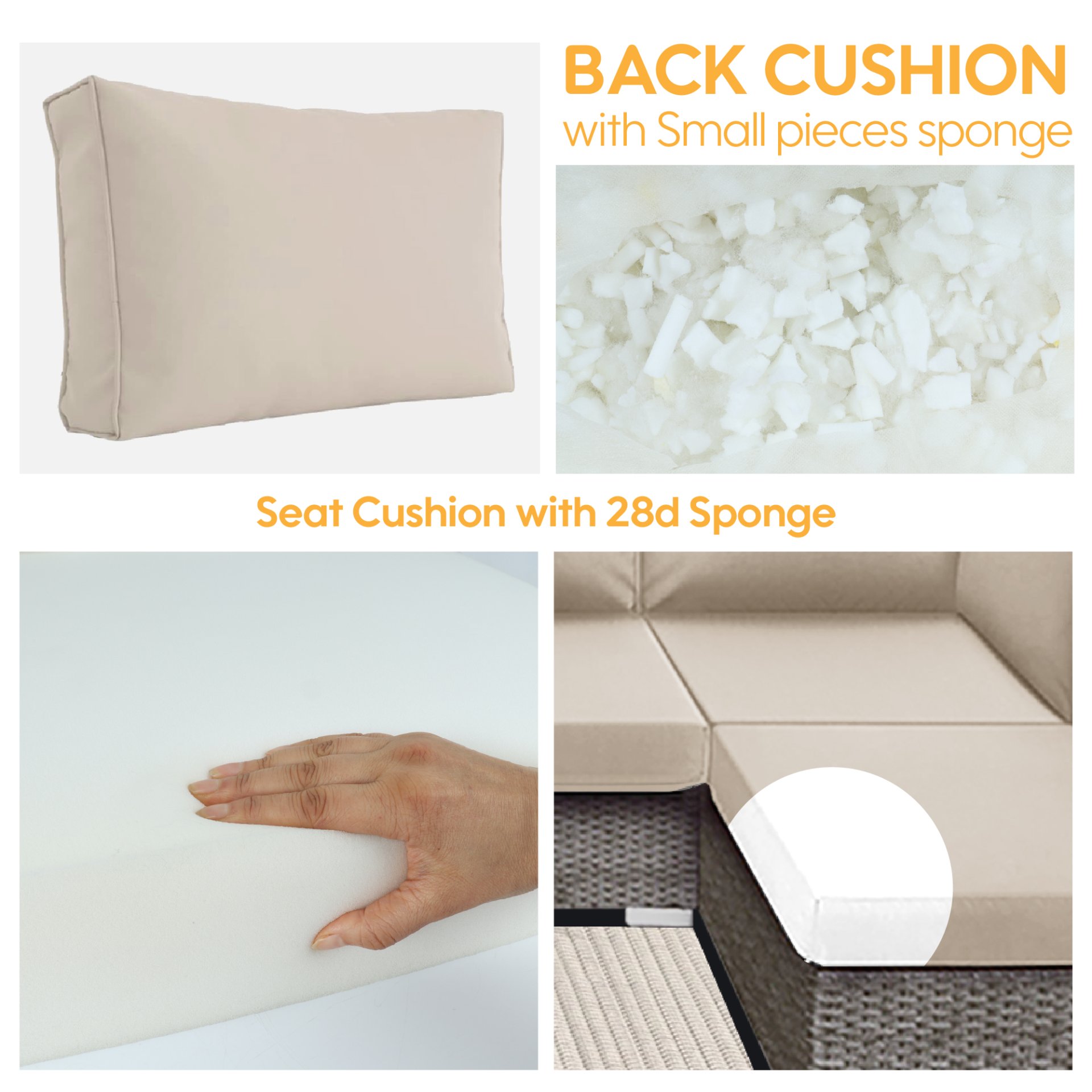 Outdoor Deep Seat Cushion Set For Patio Furniture, Polyester Replacement Pads - Beige - Image 4