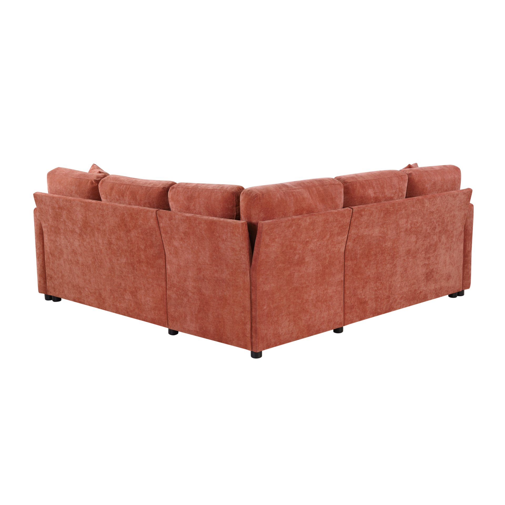 Upholstered L Shaped Sectional Sofa Bed With Sleeper And Hidden Storage - Orange - Image 11