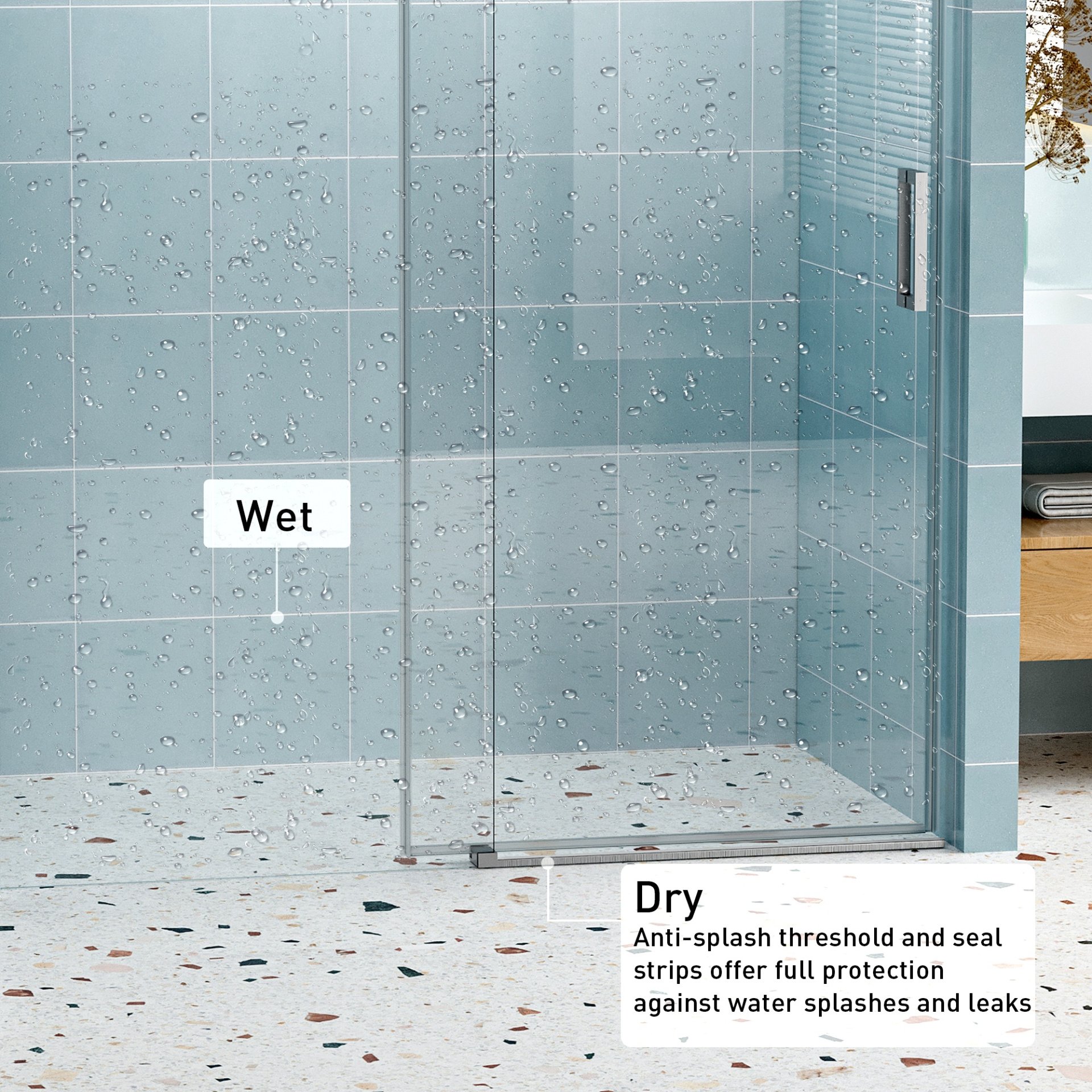 Frameless Soft Closing Shower Door, 1 / 4" (6Mm) Tempered Glass Single Sliding With Explosion Proof Coating - Brushed Nickel - Image 7
