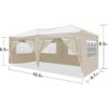 10'X20' Ez Pop Up Canopy Outdoor Portable Party Folding Tent With 6 Removable Sidewalls + Carry Bag + 4 Pieces Weight Bag - Beige - Image 6
