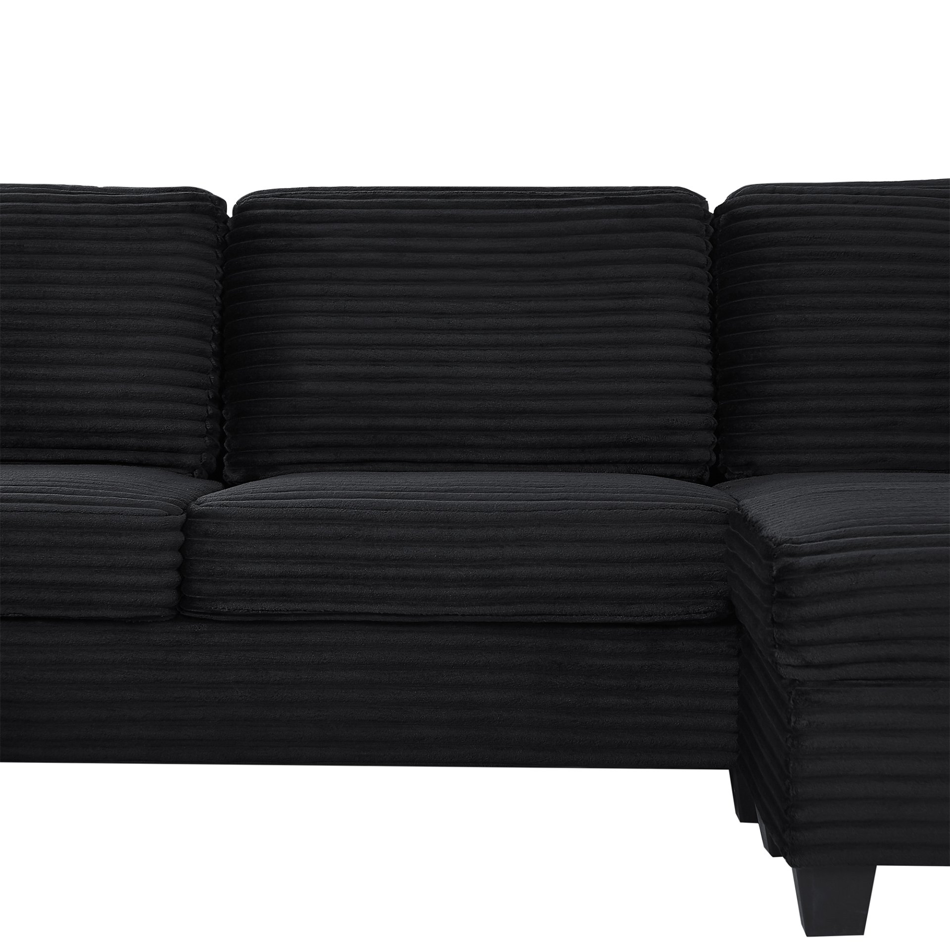 Upholstered U Shaped Sectional Sofa With Movable Ottoman And Side Storage Pockets - Black - Image 20