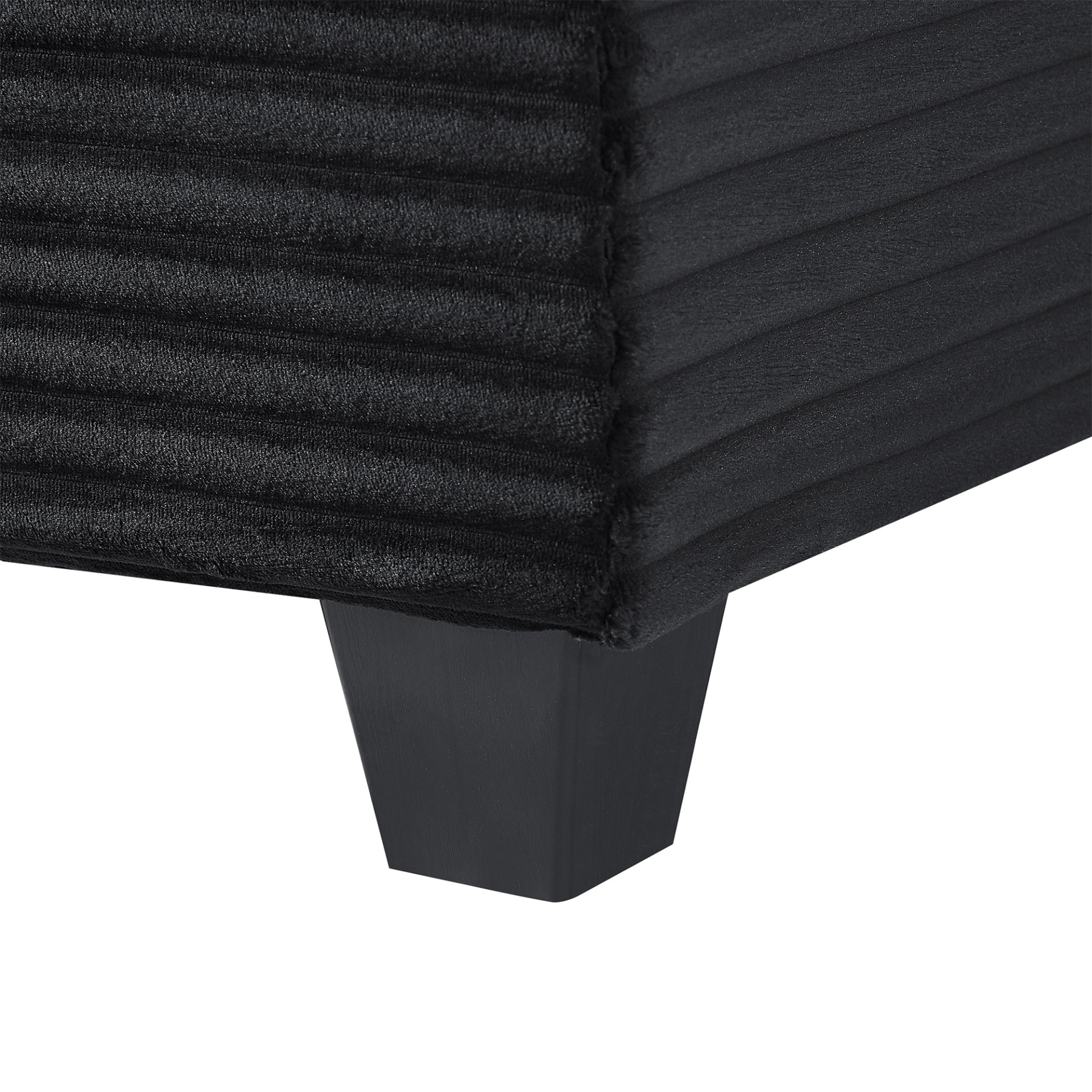 Upholstered U Shaped Sectional Sofa With Movable Ottoman And Side Storage Pockets - Black - Image 22