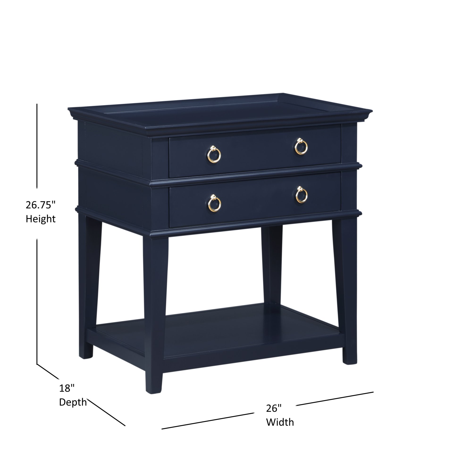 Carmona - 2 Drawer Tray Top Nightstand Pulls - Dark Blue - Image 3