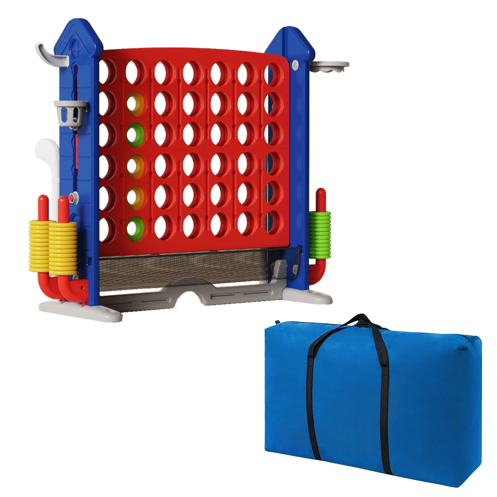4 To Score Giant Game Set With Mesh Bag & Jumbo Connect 4 - Blue / Red - Image 7