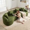 4 Seater Sofa With Chenille Fabric, 30D, 60 Hardness Full Sponge, 4 Pillow For Living Room, Home Furniture Sleeper Sectional Sofa For Apartment - Green - Image 13