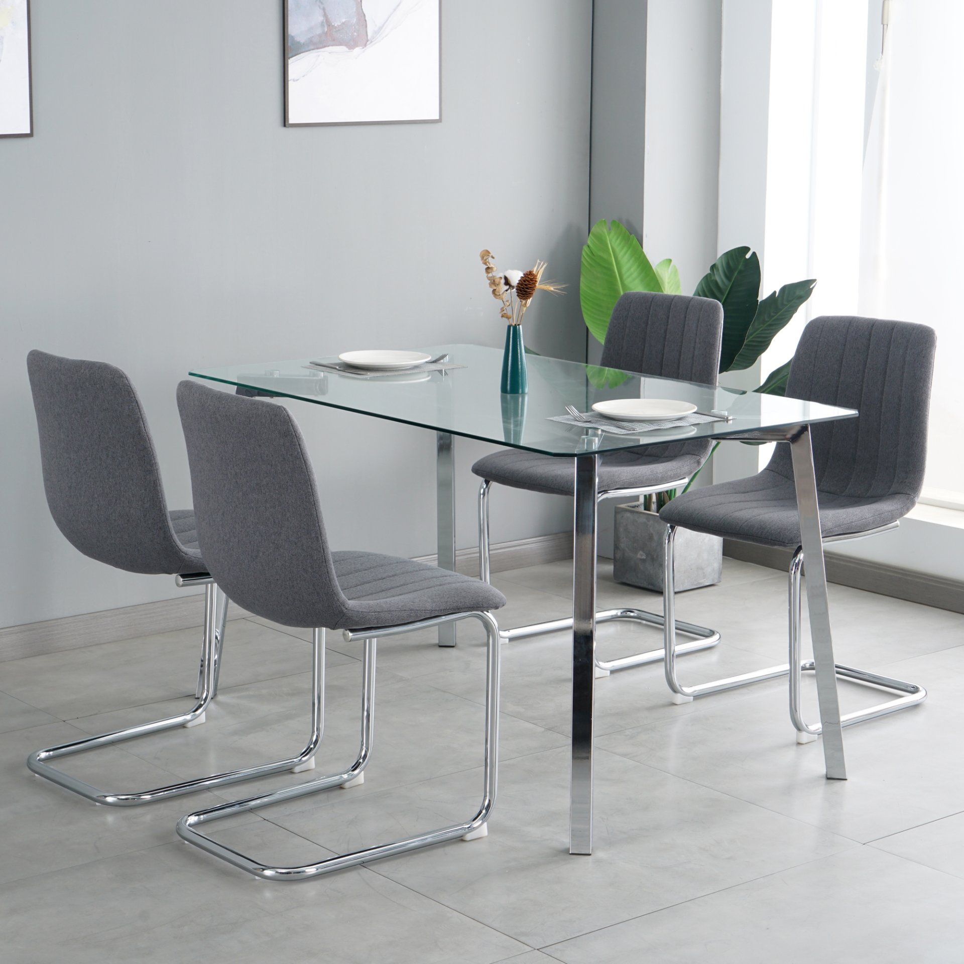 Modern Simple Light Luxury Dining Chair (Set of 4) - Dark Gray - Image 9