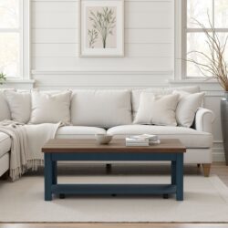 Nantucket - Chairside Table Wooden - Blue Denim, Whiskey
