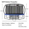 12Ft Recreational Kids Trampoline With Safety Enclosure Net & Ladder, Outdoor Recreational Trampolines - Blue - Image 3