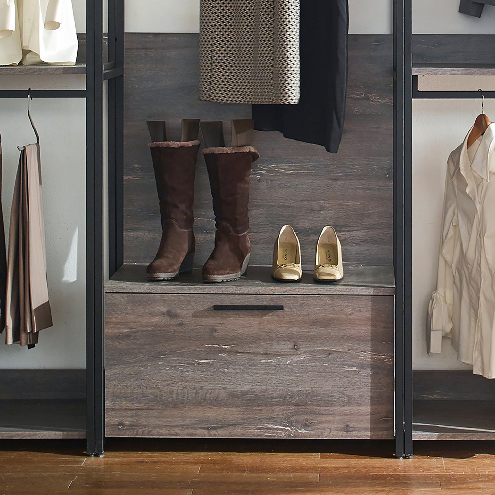 Monica - Wood Walk In Closet System & Modular Design Melamine - Rustic - Image 7