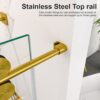 Frameless Single Sliding Shower Door With Bypass Design And 5 / 16" Clear Tempered Glass - Brushed Gold - Image 5