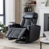 270 Degree Power Swivel Recliner Home Theater Chair With Hidden Arm Storage, LED Light, Cup Holder, And Tray Table - Black - Image 3