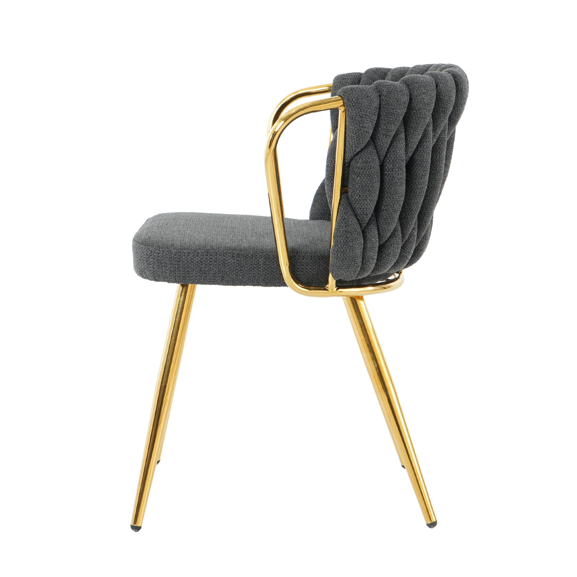 Modern Simple Dark Gray Linen Dining Chair With Plated Metal Legs, (Set of 2) - Gold - Image 20