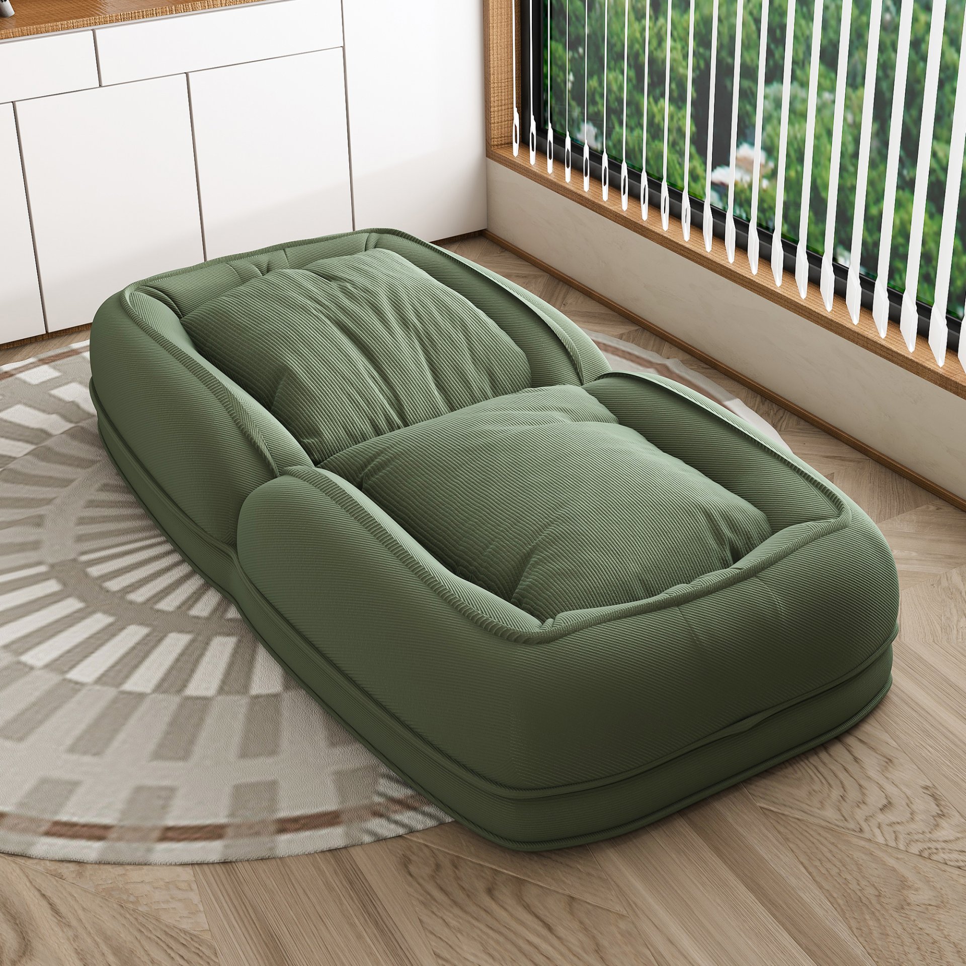 Human Dog Bed, Foldable Lazy Sofa Bed With 5 Adjustable Positions - Green - Image 4