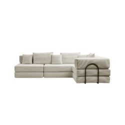Oversized Upholstered Sectional Sofa Couch Set, Modular L Shaped Floor Sofa Set With 6 Pillows For Living Rooms - Light Gray