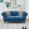 Chesterfield Sofa With Roll Armrest And Nailhead, 2 Seater Couch - Blue - Image 2
