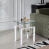 2 Pieces Tempered Glass End Table With Storage For Living Room In Modern Design - Clear - Image 2