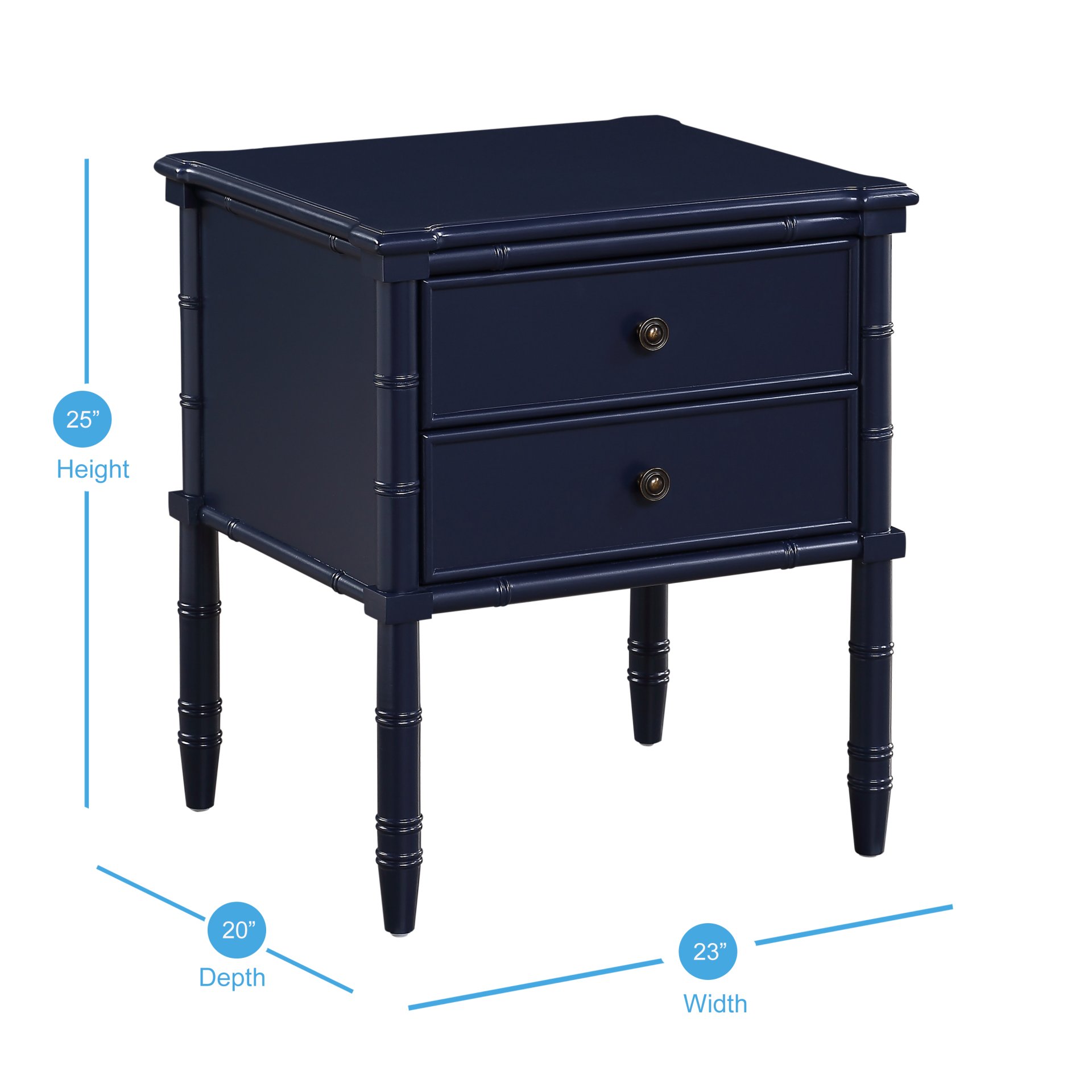 Emmett - 2 Drawer Nightstand - Dark Blue - Image 3