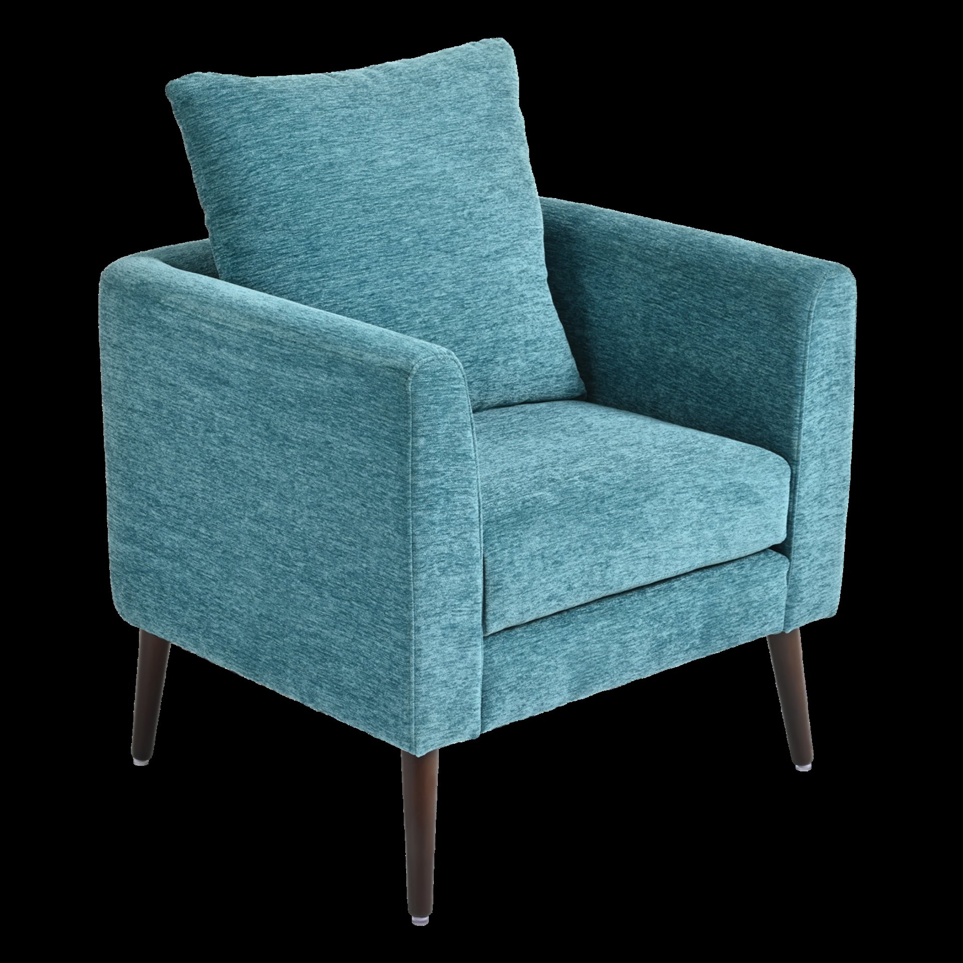 Accent Chair, Boucle Chair, Barrel Chair, Fabric Armchair Club Chair, Upholstered Arm Chair With Solid Wood Legs, Waist Pillow, Padded Single Chair For Living Room / Bedroom / Study / Waiting Room - Teal - Image 9