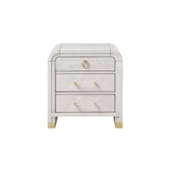 Malco - Nightstand With Spacious Drawer And Gold Metal Fluted Detailing - Black White