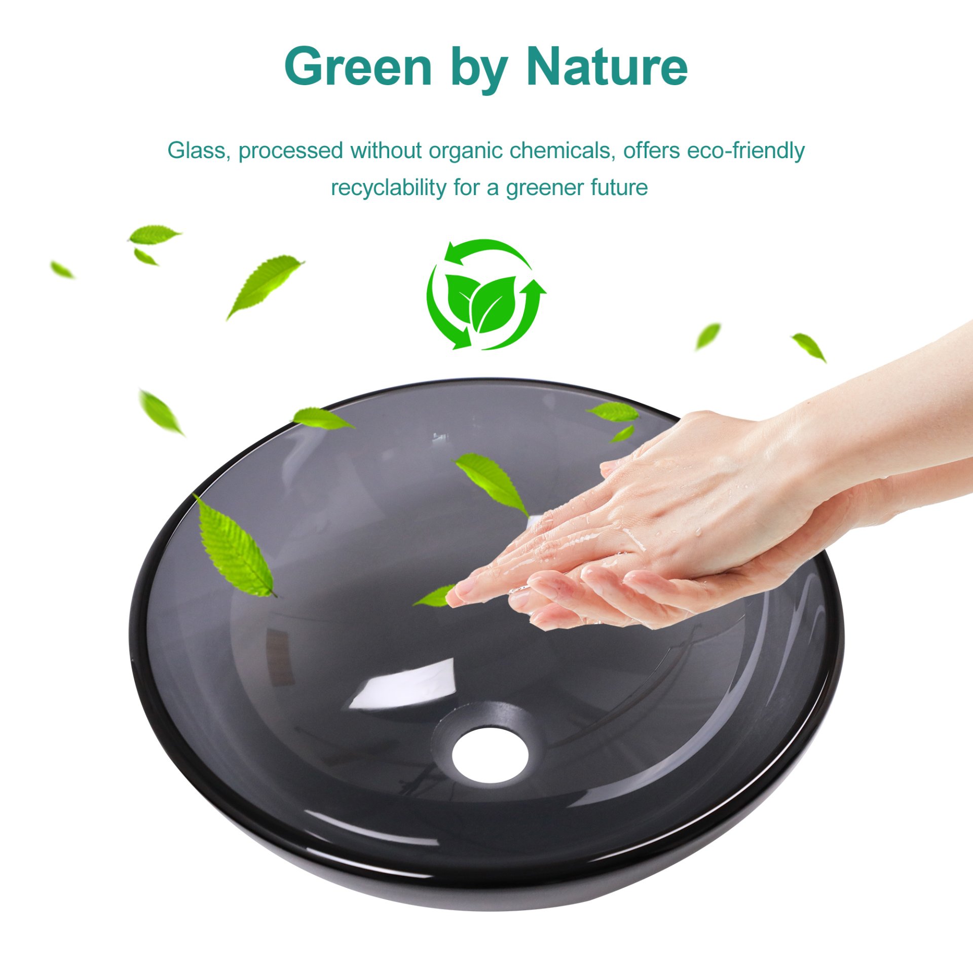 Artistic Vessel Sink With Pop Up Drain, Smooth Rounded Edges - Gray - Image 6