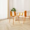 4 Piece Set Of Modern Striped Color Blocking Single Chairs, Waterproof And Fade Resistant - White / Orange - Image 4