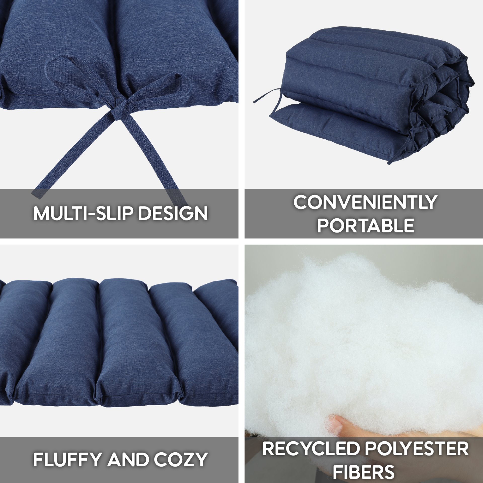 2 Piece Outdoor Chaise Lounge Cushion Set, Replacement Cushions For Patio Furniture - Navy Blue - Image 6